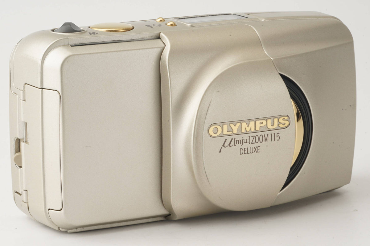 オリンパスフィルムカメラ、ミューズZOOM115DELUXE、革ケース、電池付 