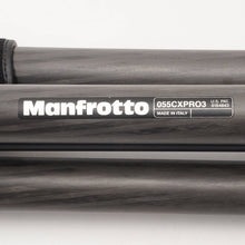 Load image into Gallery viewer, Manfrotto 055CXPRO3 Carbon Feiber Tripod / 555B Leveling Center Pole
