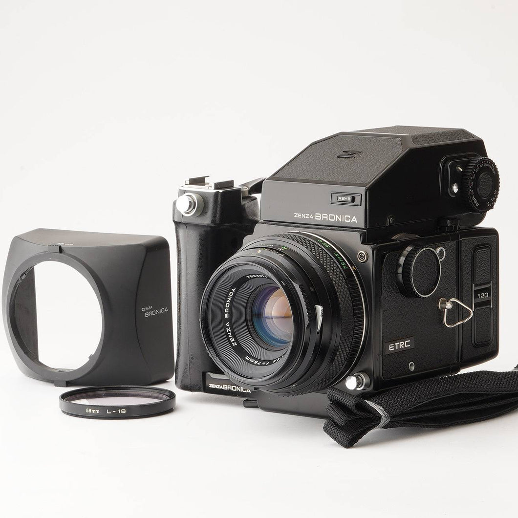 Zenza Bronica ETR-C / Zenzanon MC 75mm f/2.8 AE-II Viewfinder Speed ​​GripE