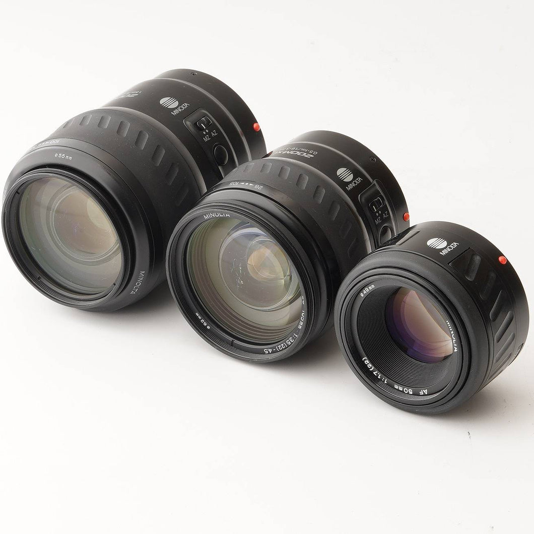Minolta AF 50mm f/1.7 / AF ZOOM Xi 28-105mm f/3.5-4.5 / AF ZOOM Xi 100-300mm f/4.5-5.6