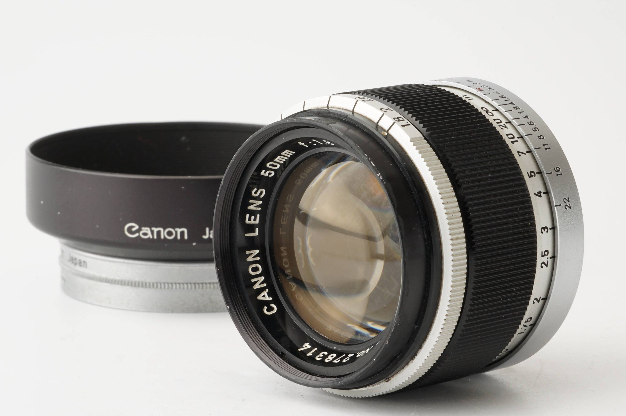 良品 Canon 50mm F/1.8 ライカＬ39レンズ フィルター付 - カメラ