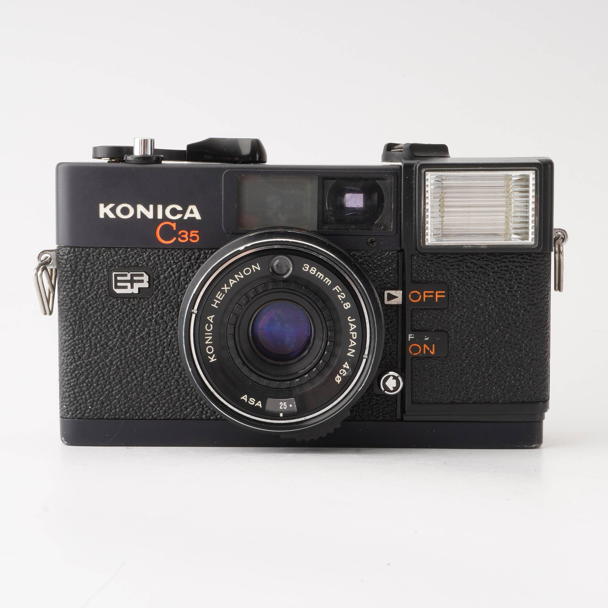 コニカ C35 EF 昭和レトロカメラ Konica 一眼レフ ケース付動作美品